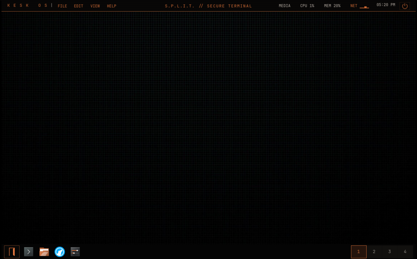 KeskOS desktop with Quickshell HUD and Plasma panel